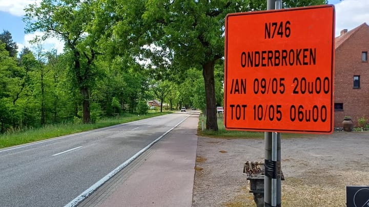 Kerkhovensesteenweg deze nacht afgesloten