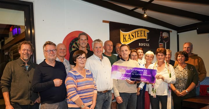 Mooie cheque voor basisschool Heide-Heuvel dankzij 'Festivalletje'